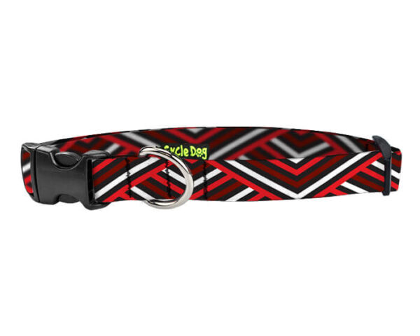 Small Ecoweave Red Black Diagonals Dog Collar