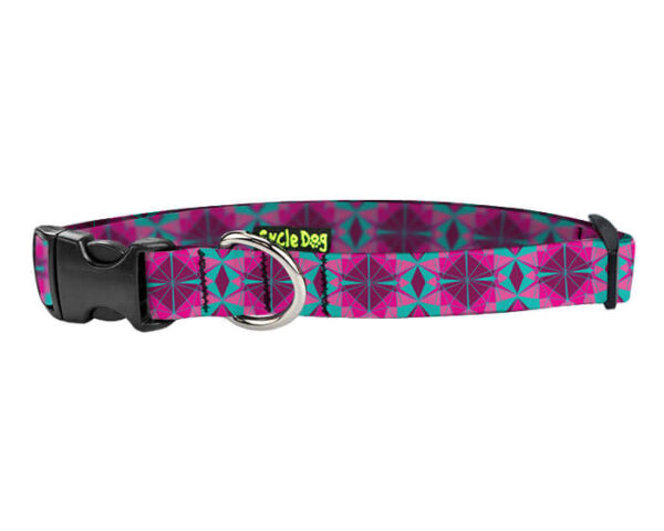 Small Ecoweave-Fuchsia Kaleidoscope Dog Collar