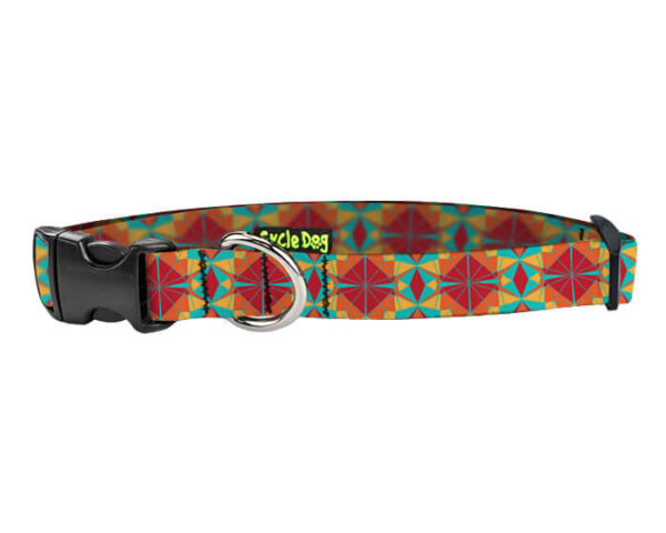 Small Ecoweave-Red Orange Kaleidoscope Dog Collar