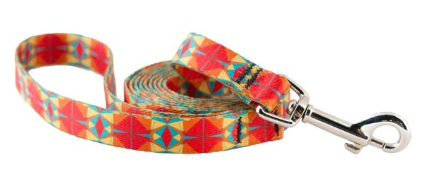 Small Ecoweave-Red Orange Kaleidoscope Dog Leash