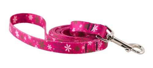 Small Ecoweave-Hot Pink Retro Flowers Dog Leash