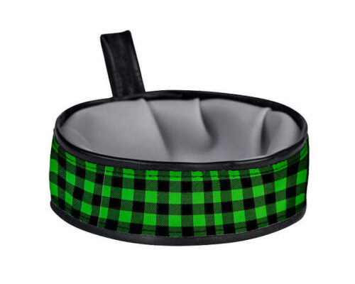 Trail Buddy Collapsible Dog Travel Bowl - Green Plaid