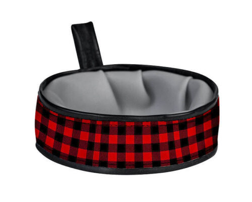 Trail Buddy Collapsible Dog Travel Bowl - Red Plaid