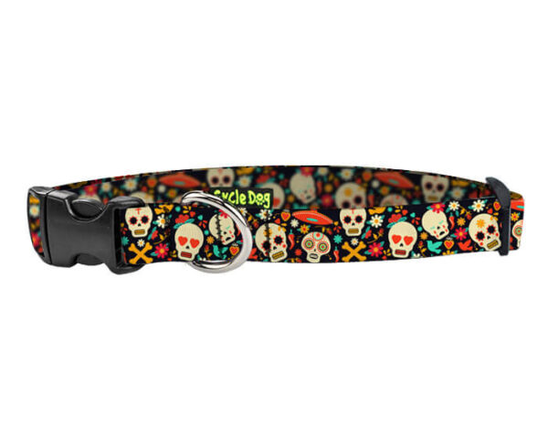 Small Ecoweave-Sugar Skulls Dog Collar