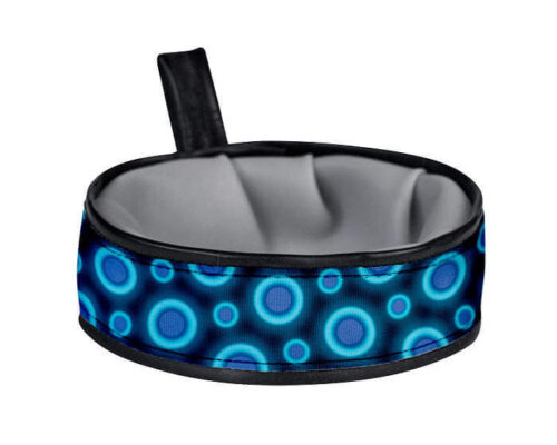 Trail Buddy Collapsible Dog Travel Bowl - Blue Space Dots