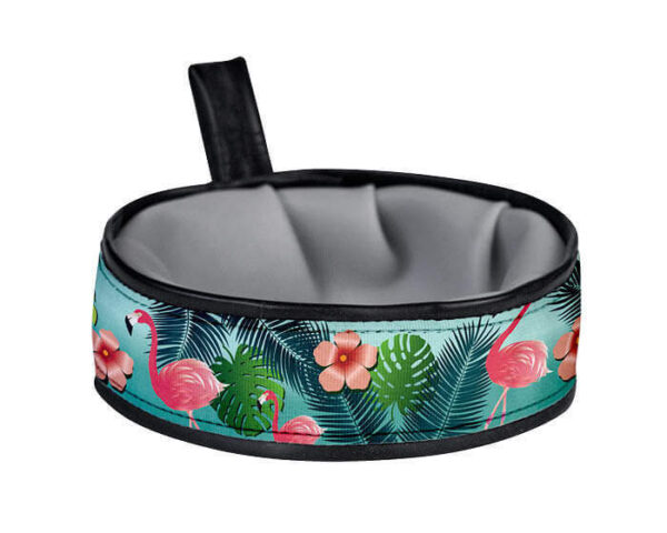 Trail Buddy Collapsible Dog Travel Bowl - Flamingos
