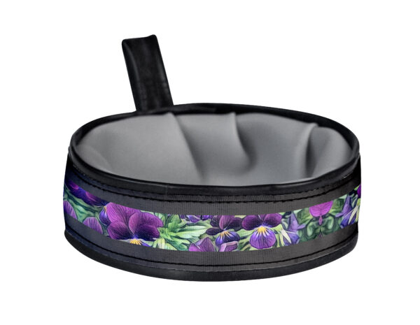 Trail Buddy Collapsible Dog Travel Bowl - Purple Pansies