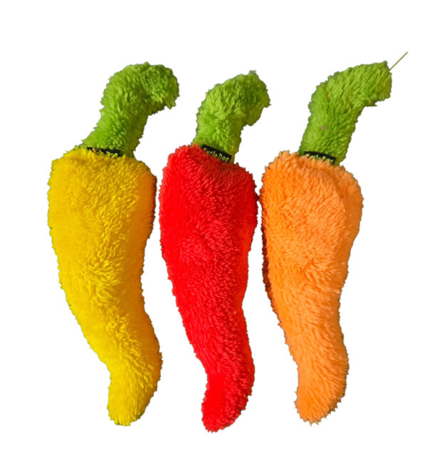 Duraplush Taco Dog Toy peppers in three colors