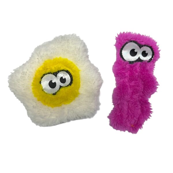 Duraplush Cat Toys by Cycle Dog egg and bacon toy