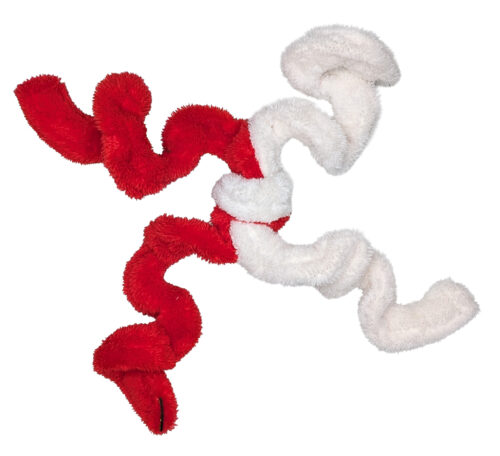 Duraplush Holiday Springy Thing Dog Toy red-white